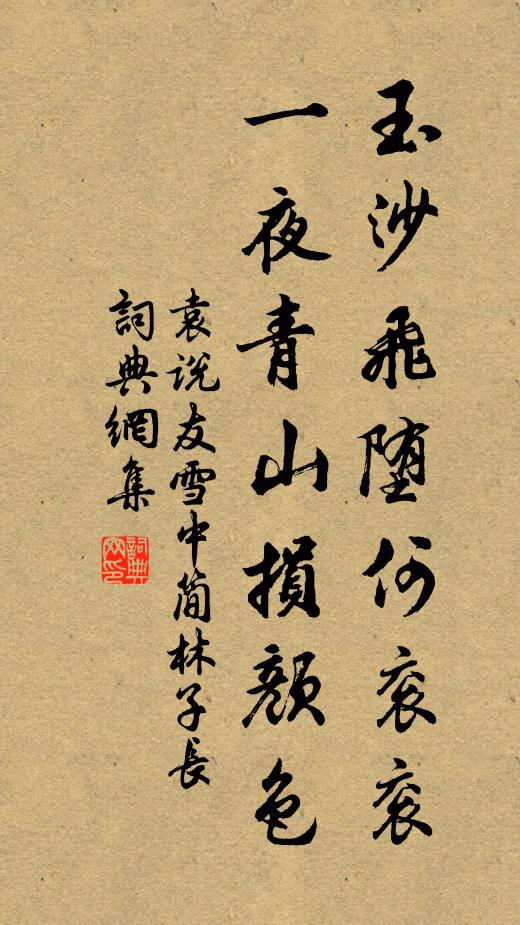 袁说友玉沙飞堕何衮衮，一夜青山损颜色书法作品欣赏