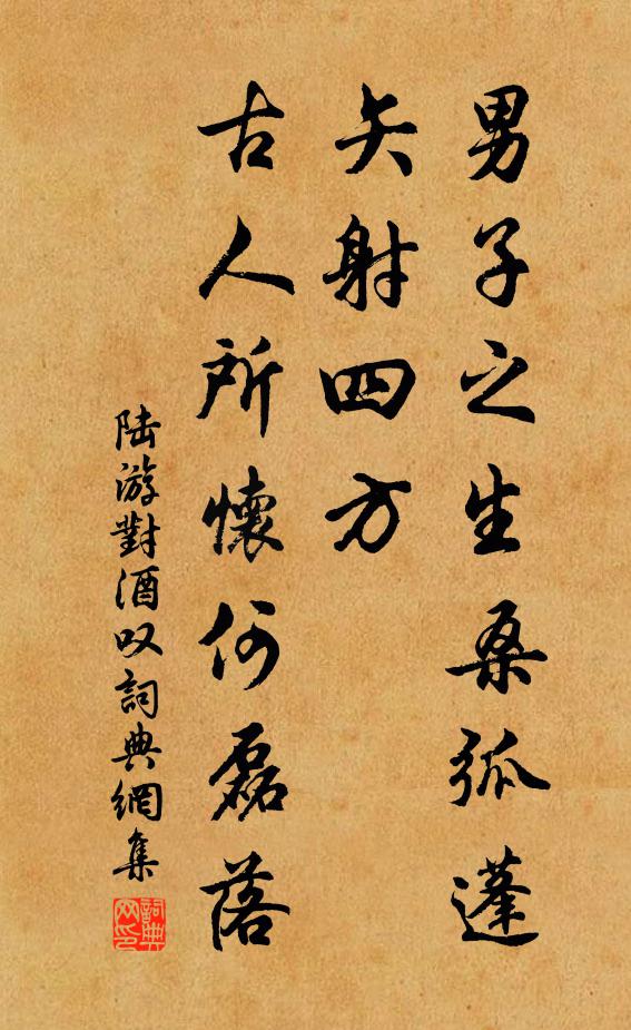 陆游男子之生桑弧蓬矢射四方，古人所怀何磊落书法作品欣赏
