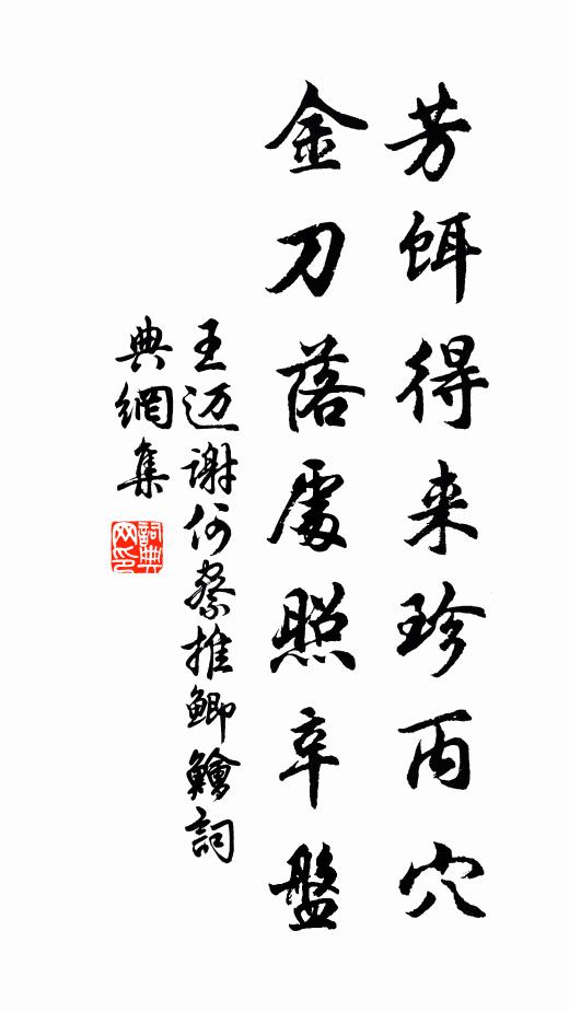 王迈芳饵得来珍丙穴，金刀落处照辛盘书法作品欣赏