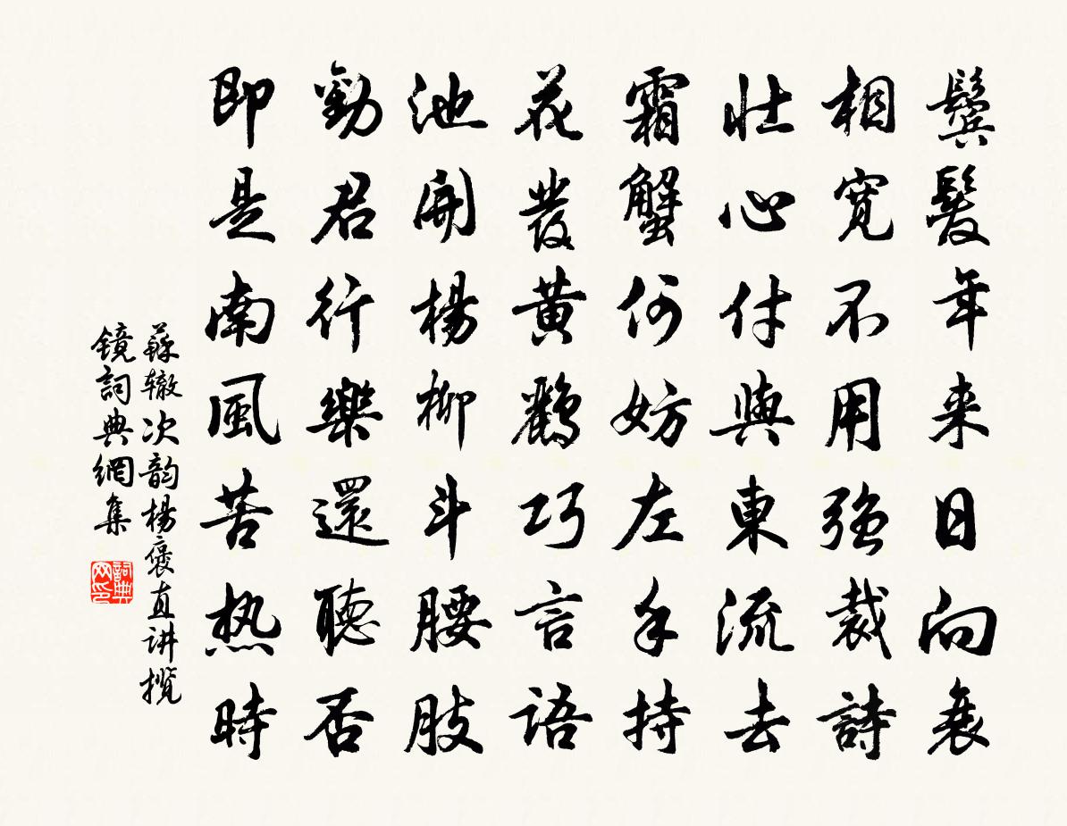 苏辙次韵杨褒直讲揽镜书法作品欣赏