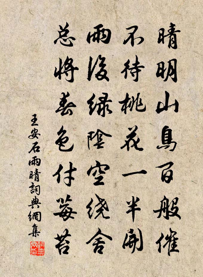 王安石雨晴书法作品欣赏