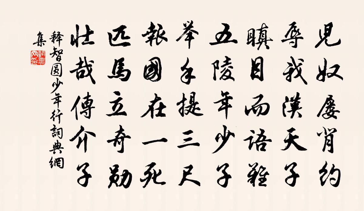 释智圆少年行书法作品欣赏