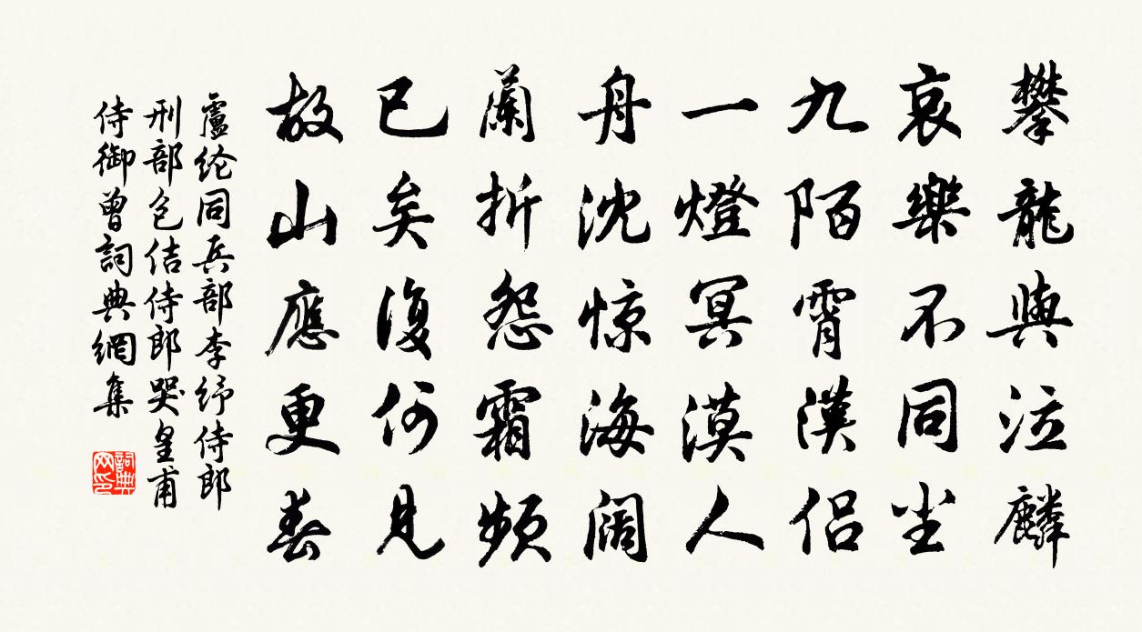 卢纶同兵部李纾侍郎刑部包佶侍郎哭皇甫侍御曾书法作品欣赏