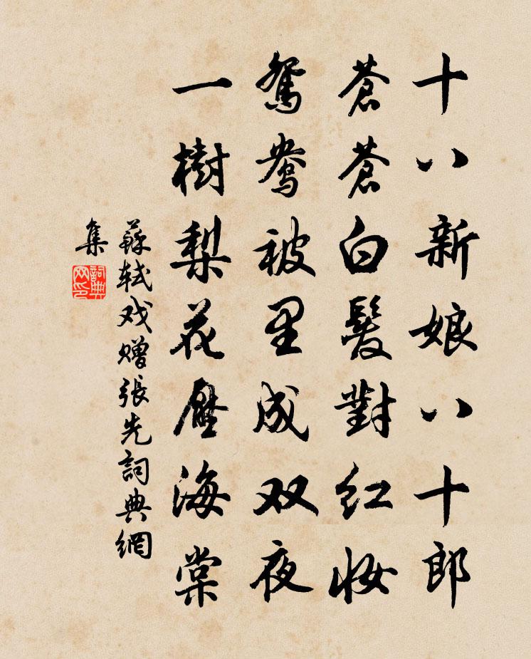 苏轼戏赠张先书法作品欣赏
