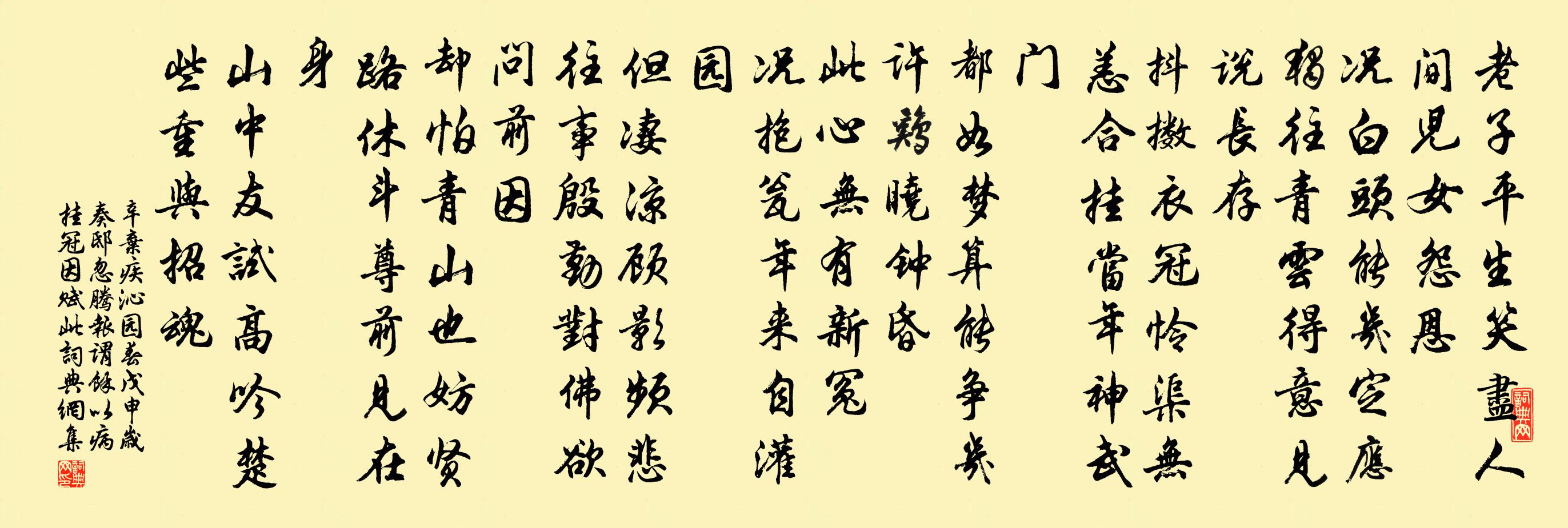 辛弃疾沁园春（戊申岁，奏邸忽腾报，谓余以病挂冠，因赋此）书法作品欣赏