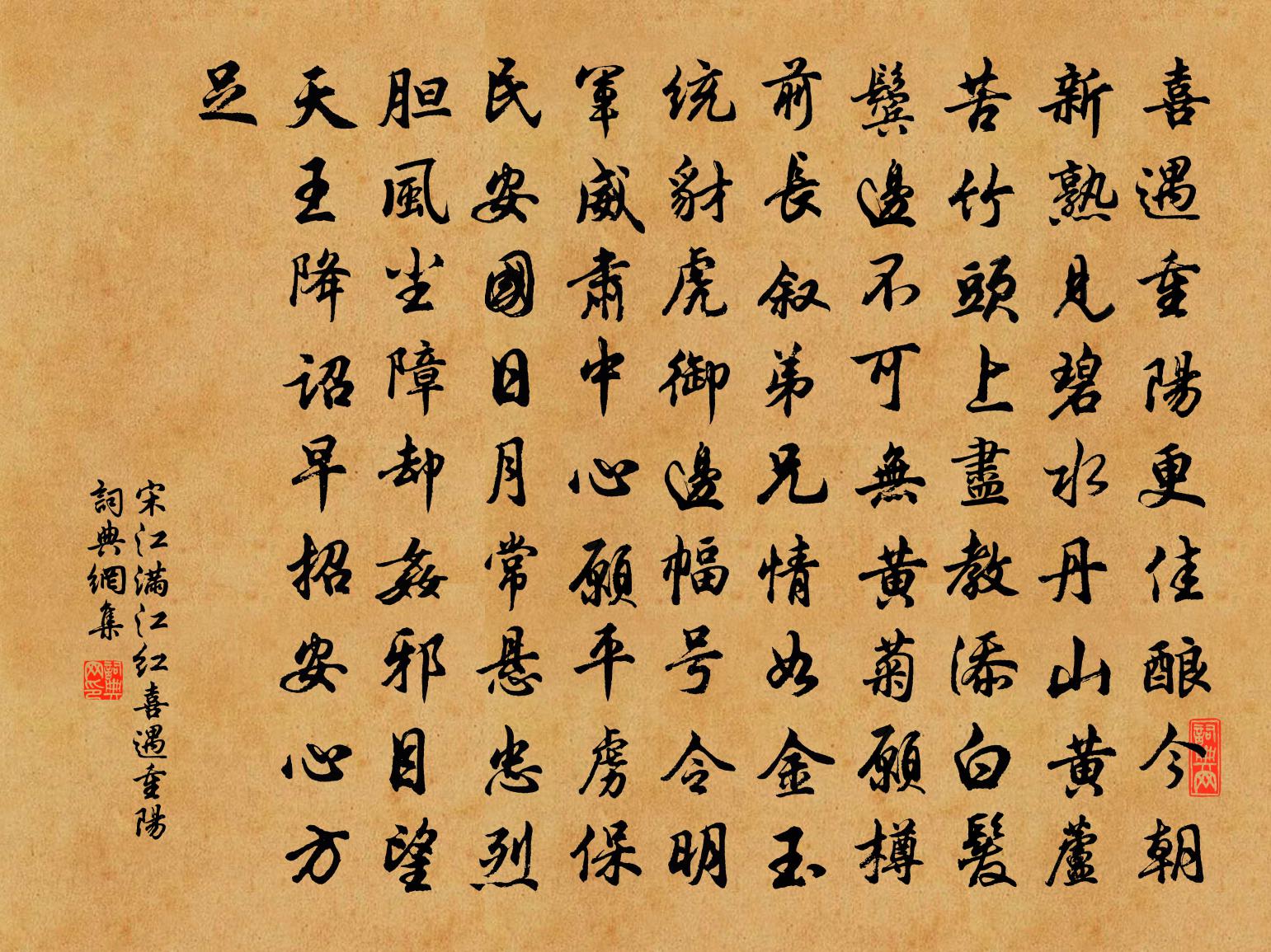 宋江满江红·喜遇重阳书法作品欣赏