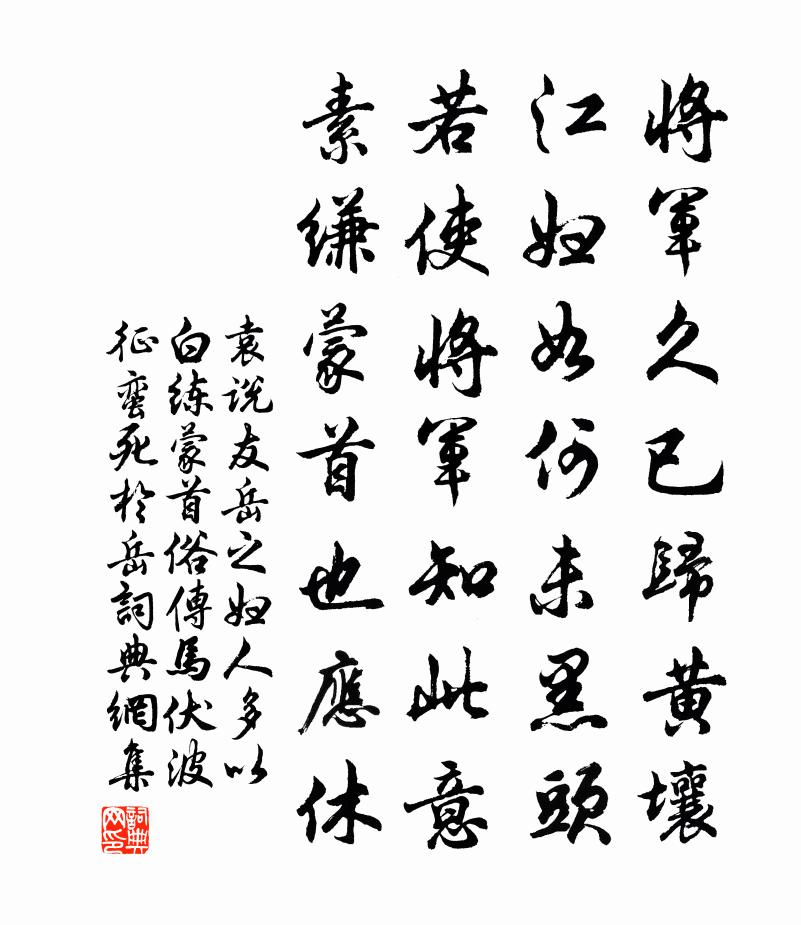 袁说友岳之妇人多以白练蒙首俗传马伏波征蛮死于岳书法作品欣赏