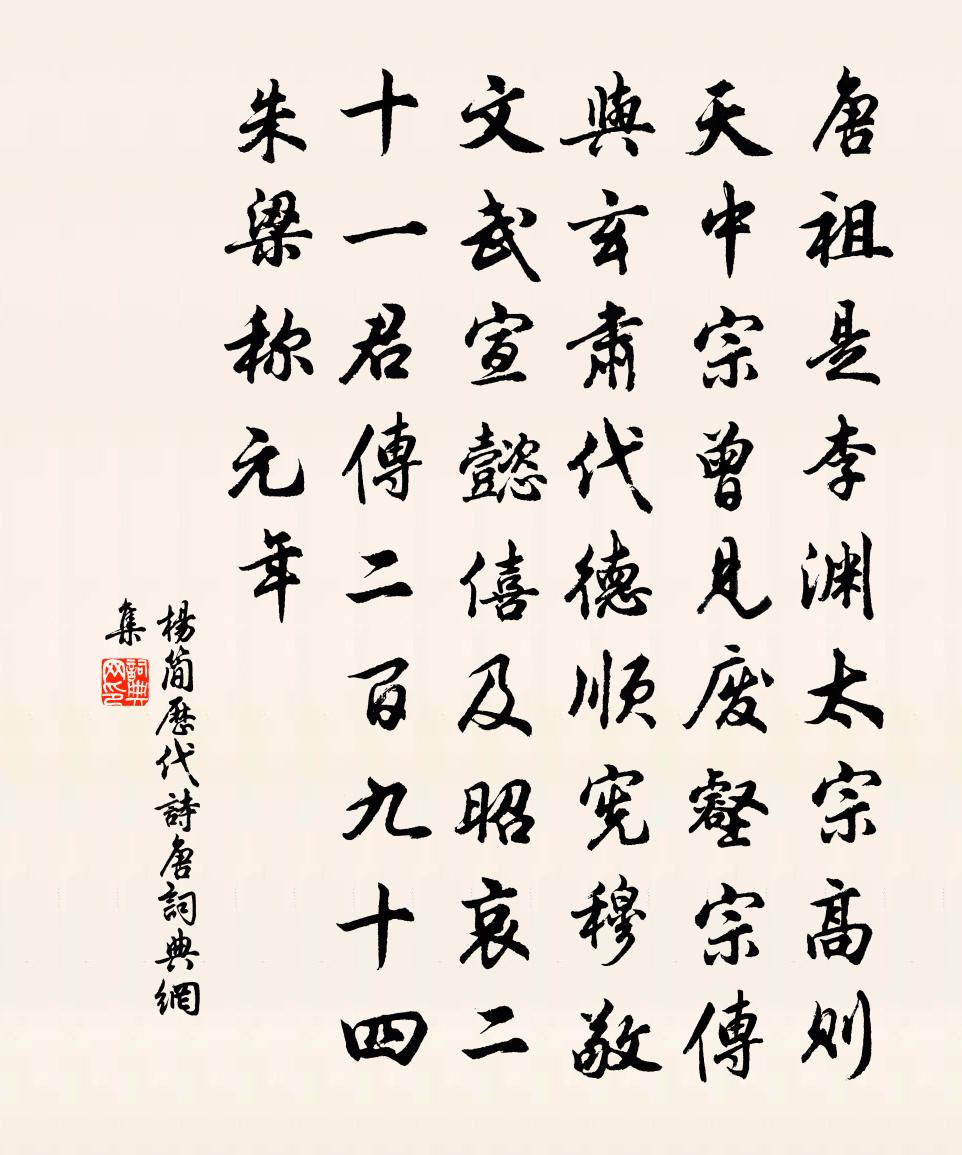 杨简历代诗唐书法作品欣赏