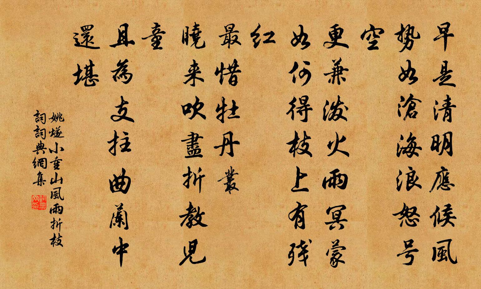 姚燧小重山 风雨折枝词书法作品欣赏