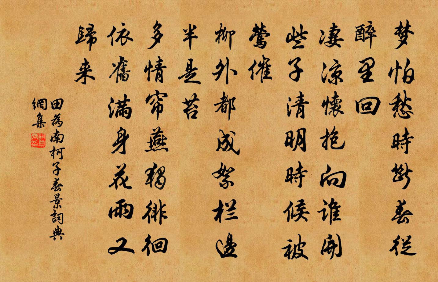 田为南柯子（春景）书法作品欣赏