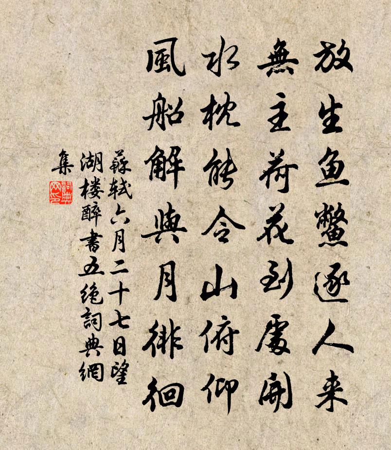 苏轼六月二十七日望湖楼醉书五绝书法作品欣赏