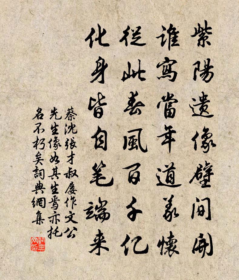 蔡沈张才叔屡作文公先生像如其生焉亦托名不朽矣书法作品欣赏