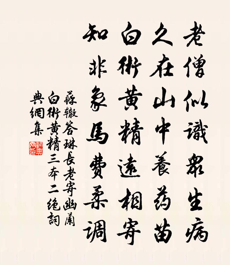 苏辙答琳长老寄幽兰白术黄精三本二绝书法作品欣赏