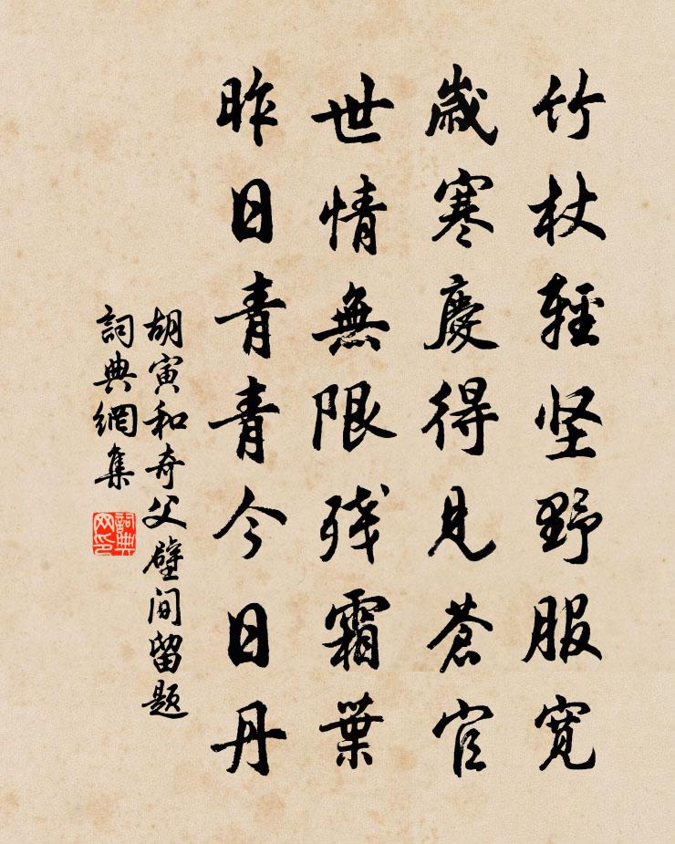 胡寅和奇父壁间留题书法作品欣赏
