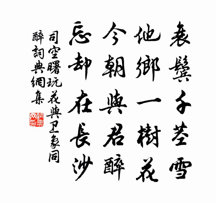 司空曙玩花与卫象同醉书法作品欣赏