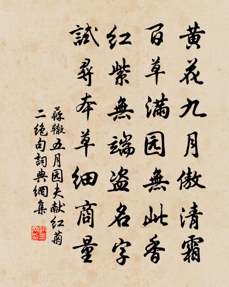 苏辙五月园夫献红菊二绝句书法作品欣赏