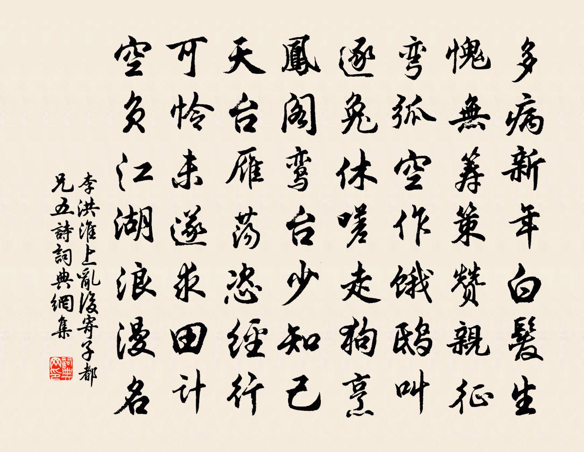 李洪淮上乱后寄子都兄五诗书法作品欣赏