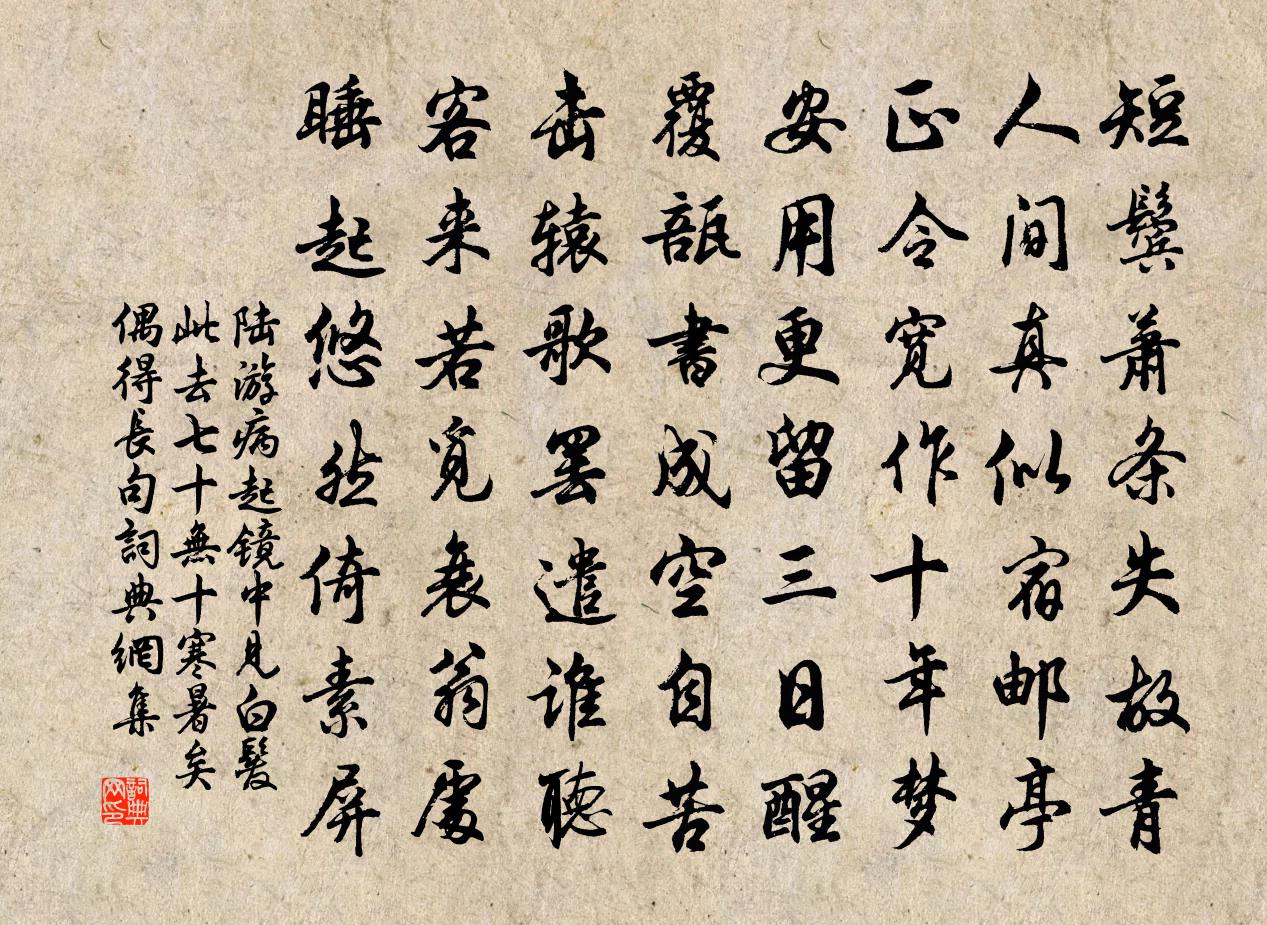 陆游病起镜中见白发此去七十无十寒暑矣偶得长句书法作品欣赏