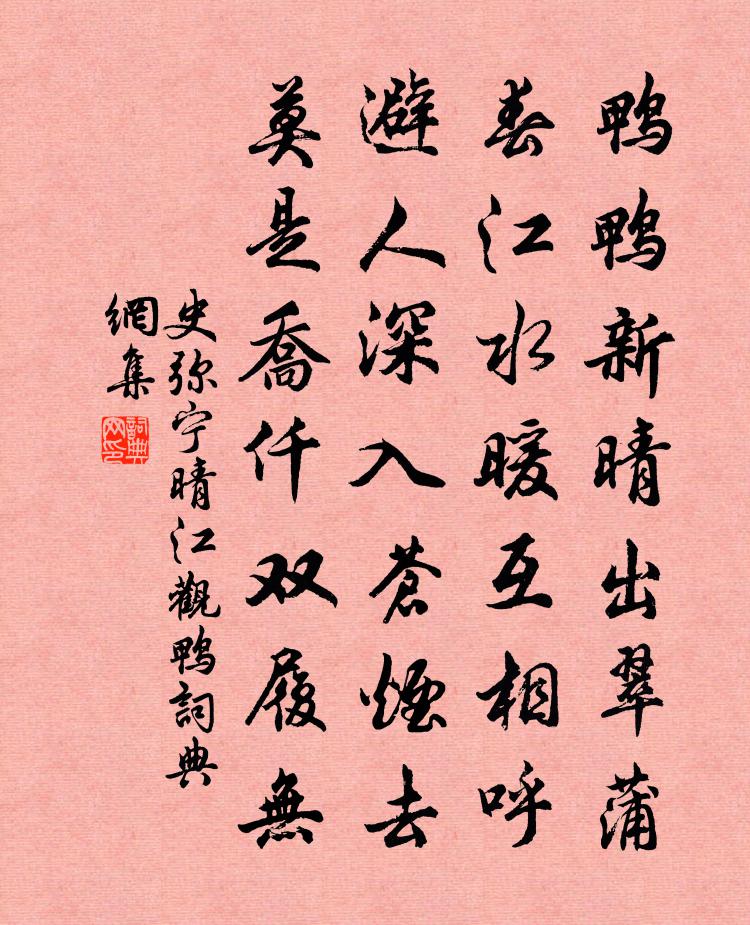 史弥宁晴江观鸭书法作品欣赏