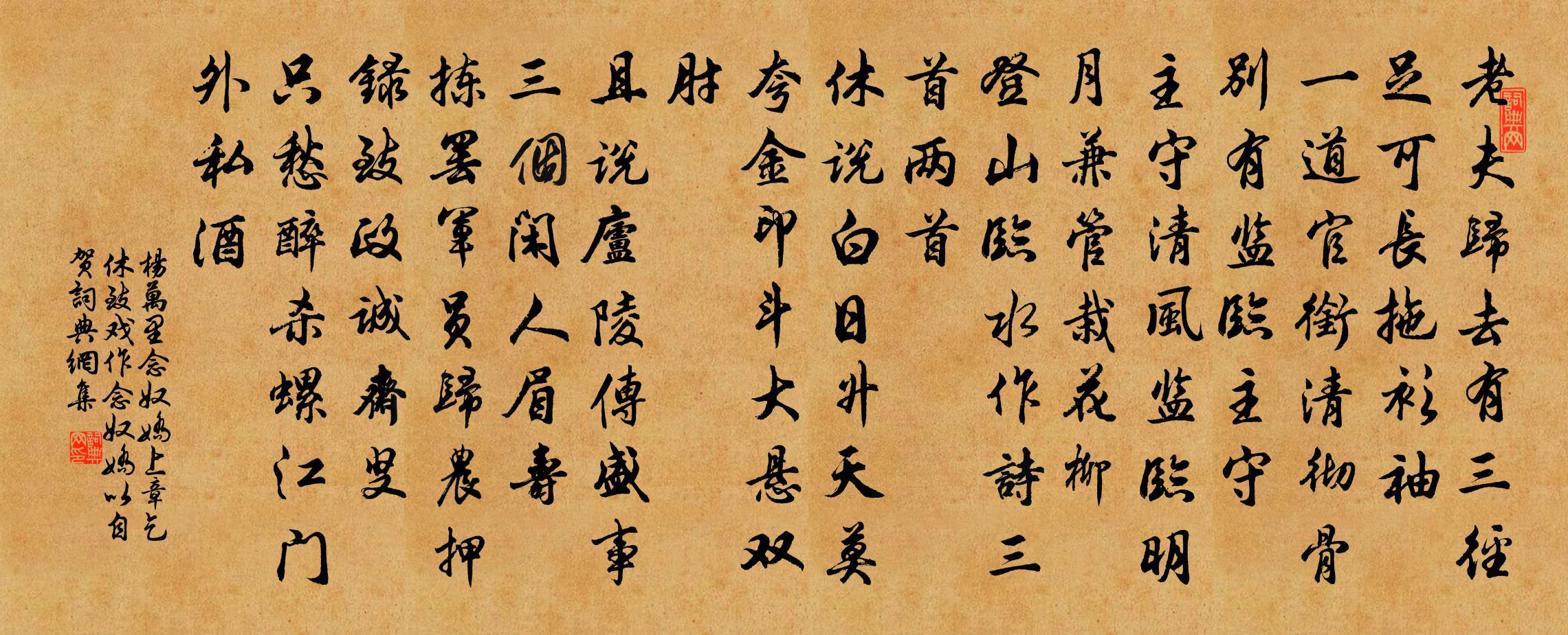 杨万里念奴娇（上章乞休致，戏作念奴娇以自贺）书法作品欣赏