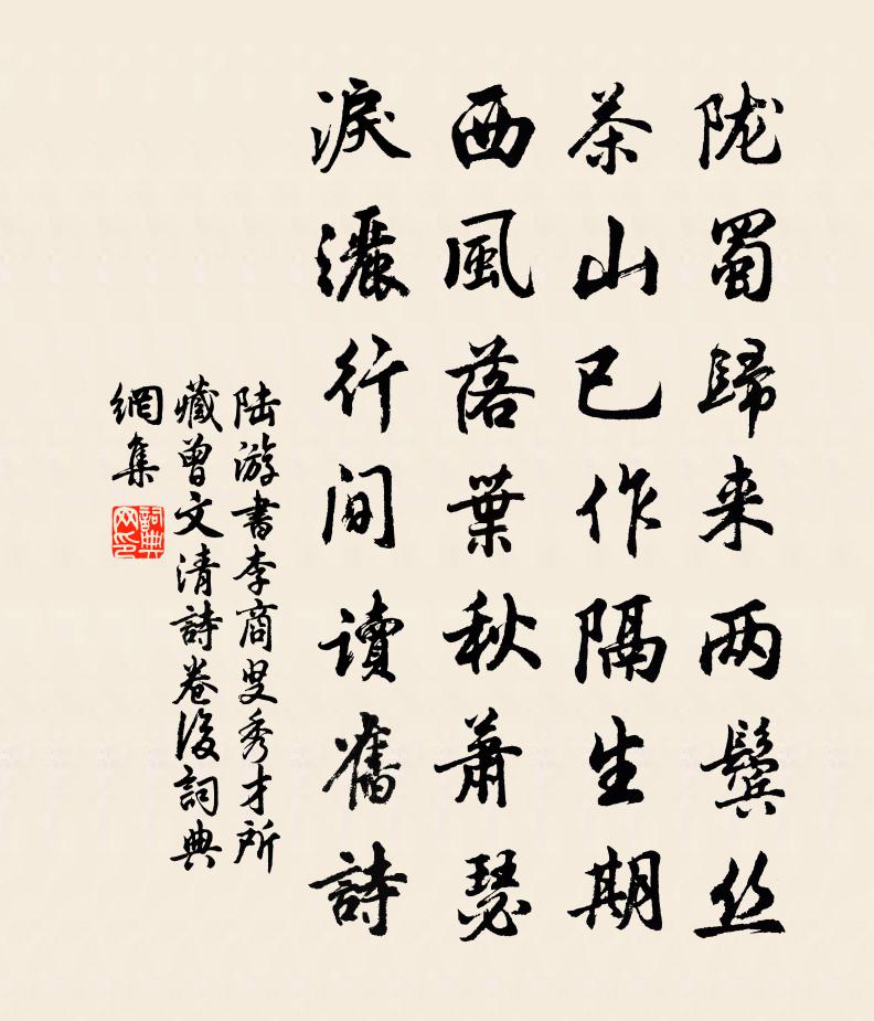 陆游书李商叟秀才所藏曾文清诗卷后书法作品欣赏