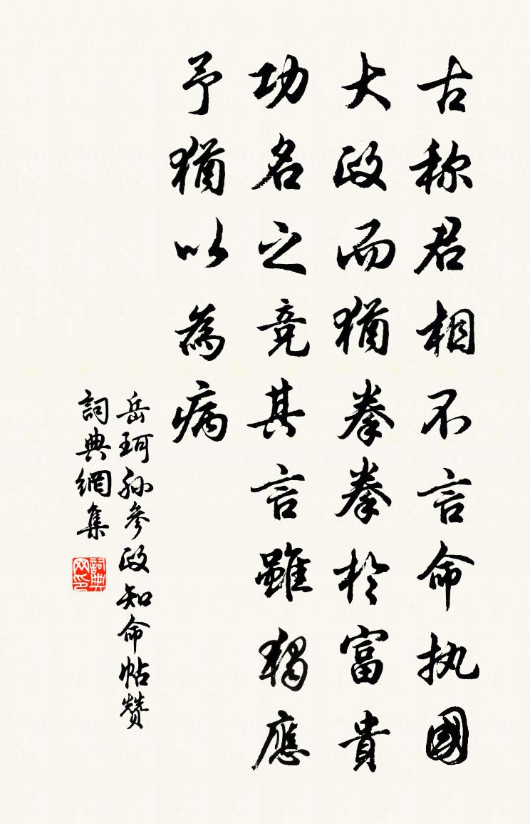 岳珂孙参政知命帖赞书法作品欣赏