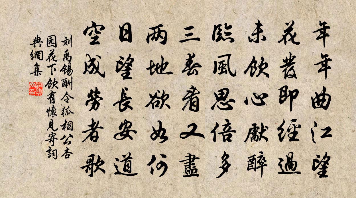 刘禹锡酬令狐相公杏园花下饮有怀见寄书法作品欣赏