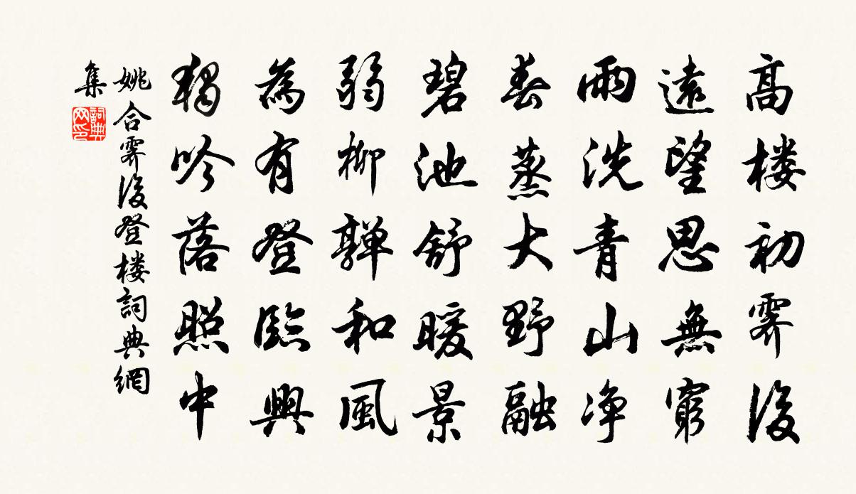 姚合霁后登楼书法作品欣赏
