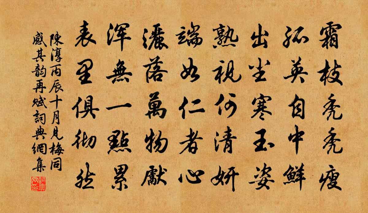 陈淳丙辰十月见梅同感其韵再赋书法作品欣赏