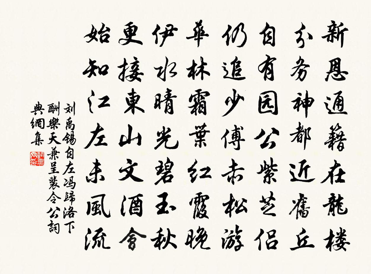 刘禹锡自左冯归洛下酬乐天兼呈裴令公书法作品欣赏