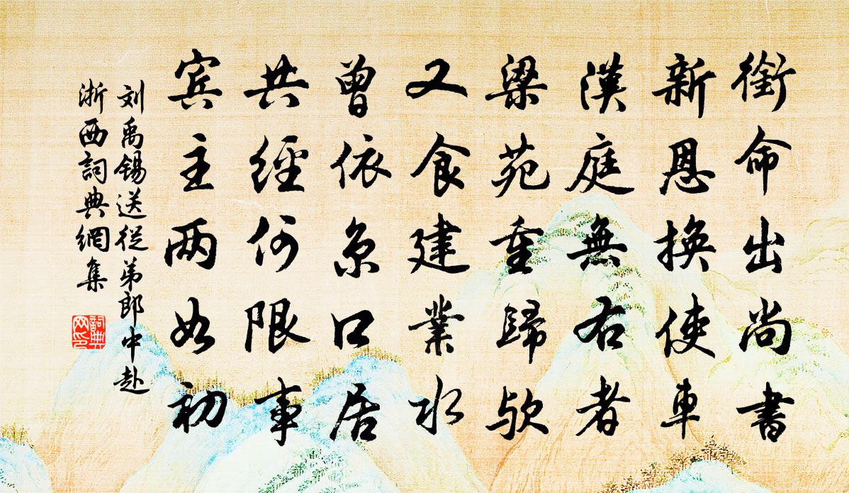 刘禹锡送从弟郎中赴浙西书法作品欣赏