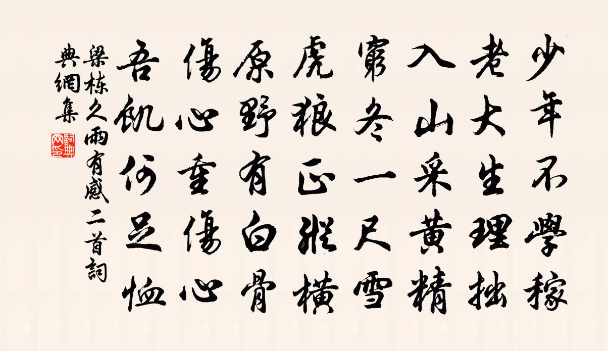 梁栋久雨有感二首书法作品欣赏