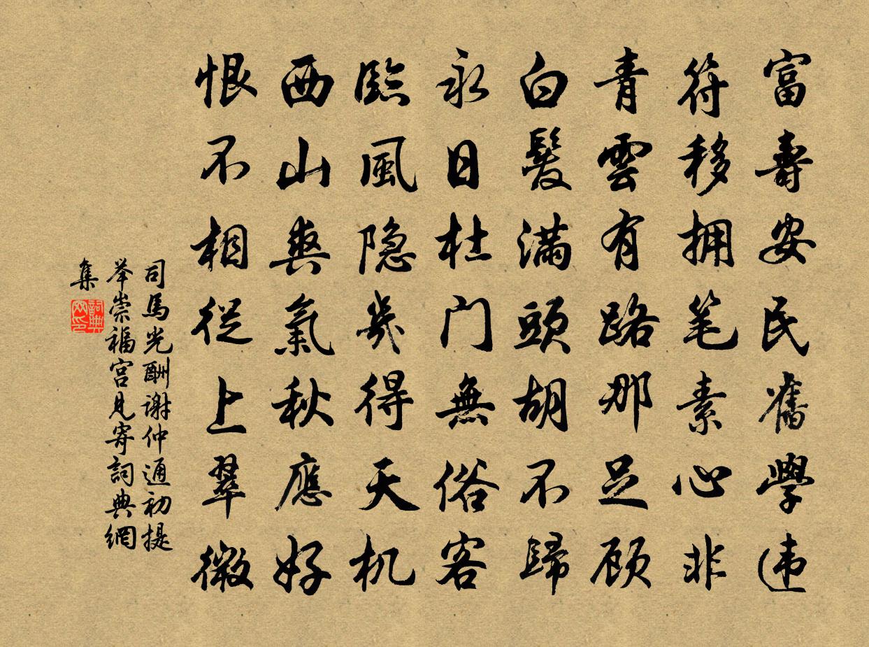 司马光酬谢仲通初提举崇福宫见寄书法作品欣赏