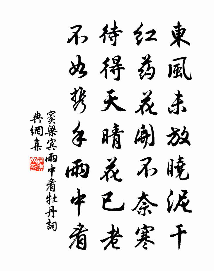 窦梁宾雨中看牡丹书法作品欣赏