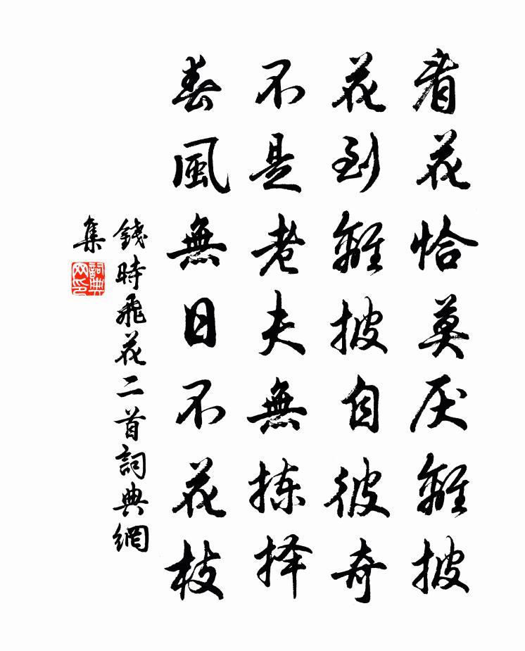 钱时飞花二首书法作品欣赏