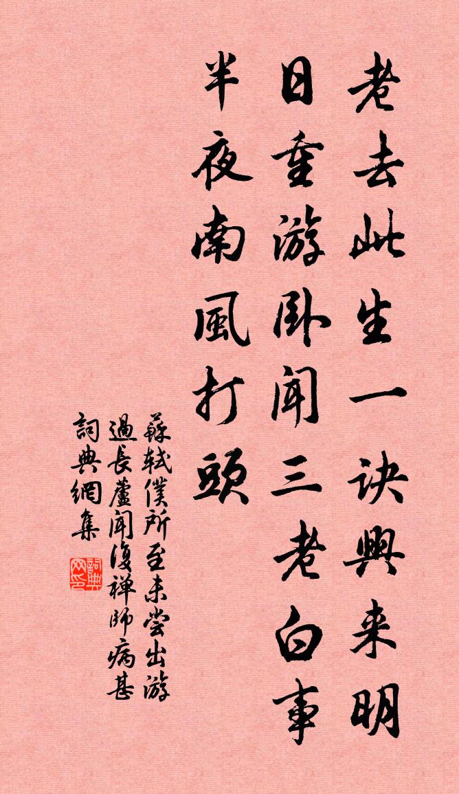 苏轼仆所至，未尝出游。过长芦，闻复禅师病甚，书法作品欣赏