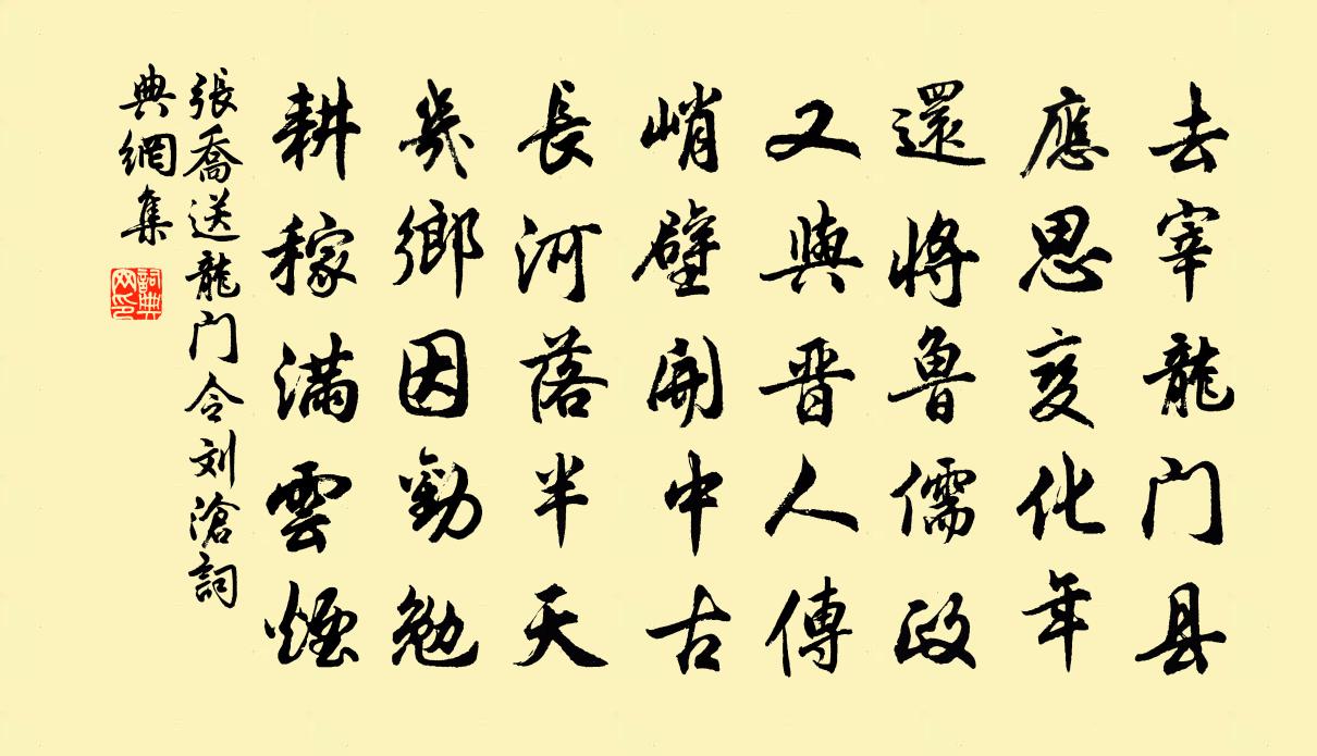 张乔送龙门令刘沧书法作品欣赏