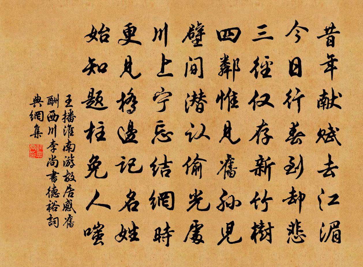 王播淮南游故居感旧，酬西川李尚书德裕书法作品欣赏
