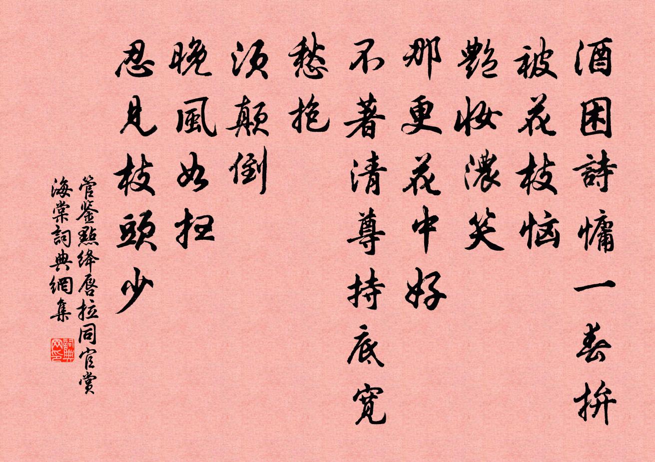 管鉴点绛唇（拉同官赏海棠）书法作品欣赏