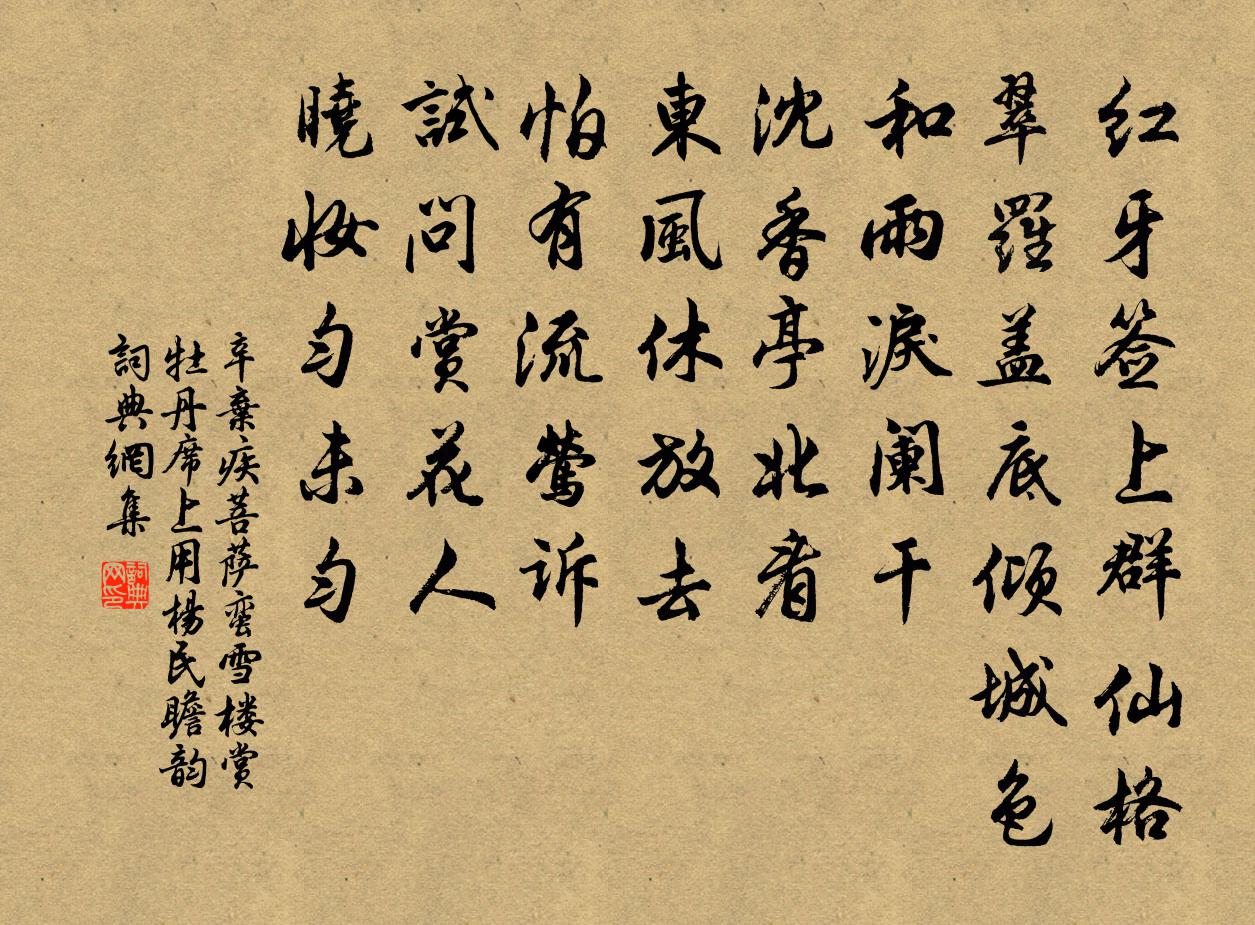 辛弃疾菩萨蛮（雪楼赏牡丹席上用杨民瞻韵）书法作品欣赏