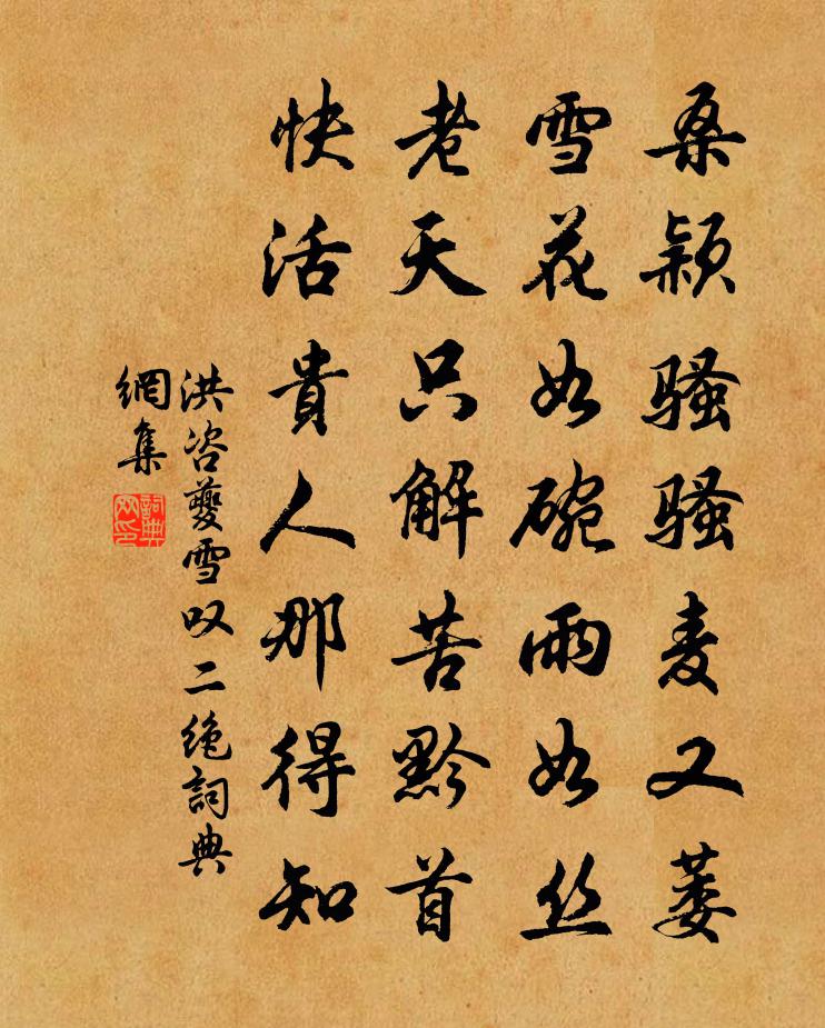 洪咨夔雪叹二绝书法作品欣赏