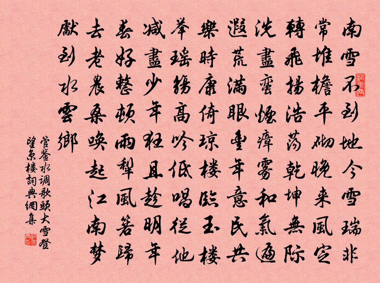 管鉴水调歌头（大雪登望京楼）书法作品欣赏