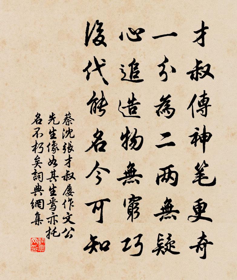 蔡沈张才叔屡作文公先生像如其生焉亦托名不朽矣书法作品欣赏