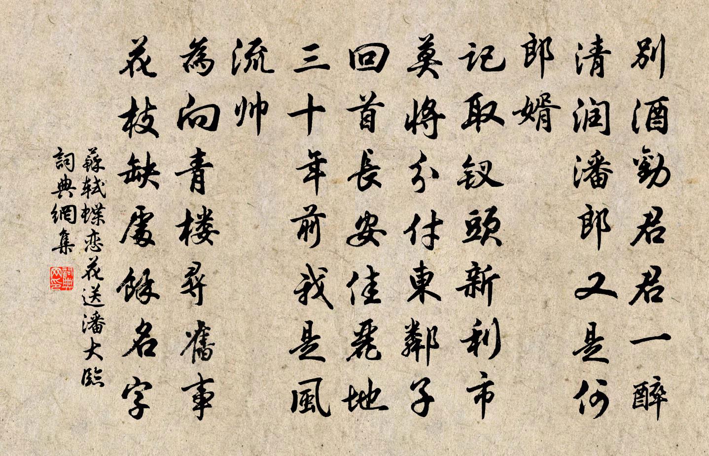 苏轼蝶恋花(送潘大临)书法作品欣赏