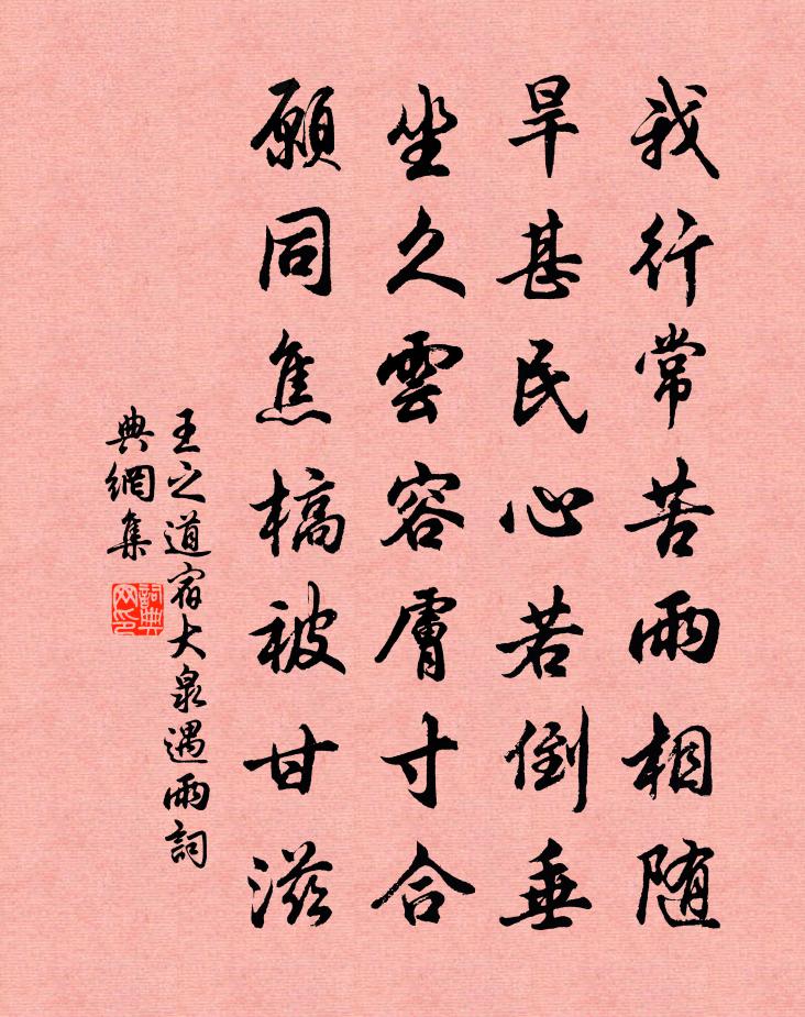 王之道宿大泉遇雨书法作品欣赏