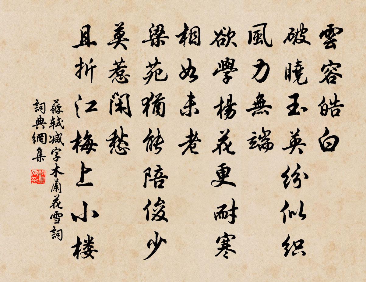 苏轼减字木兰花（雪词）书法作品欣赏