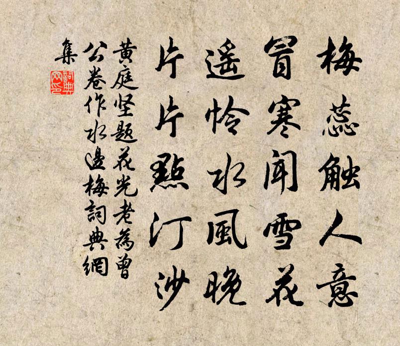 黄庭坚题花光老为曾公卷作水边梅书法作品欣赏