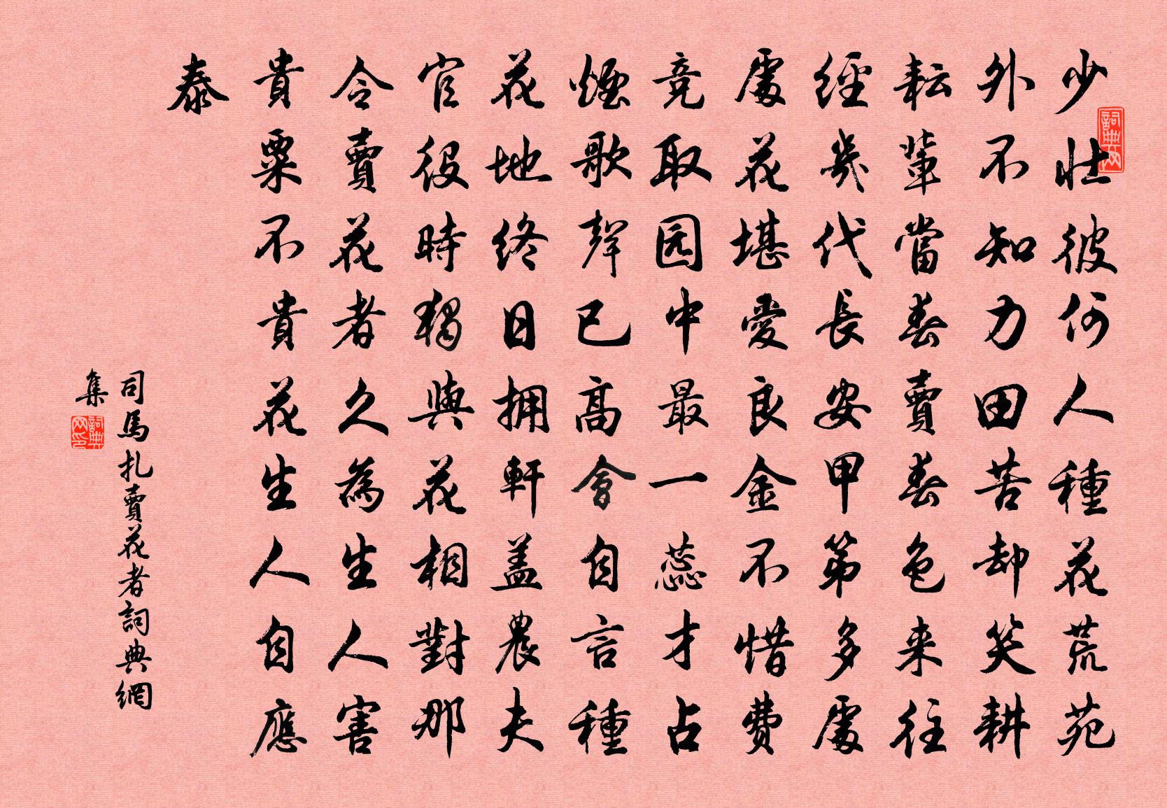 司马扎卖花者书法作品欣赏