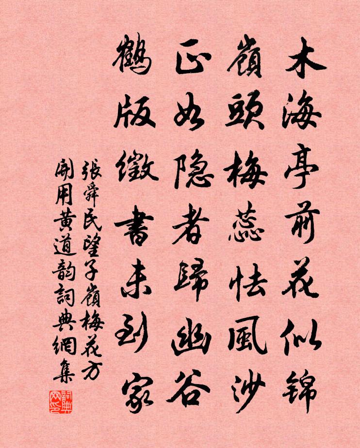 张舜民望子岭梅花方开用黄道韵书法作品欣赏