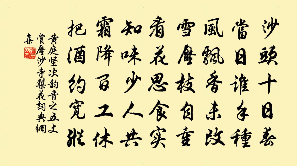 黄庭坚次韵晋之五丈赏压沙寺梨花书法作品欣赏